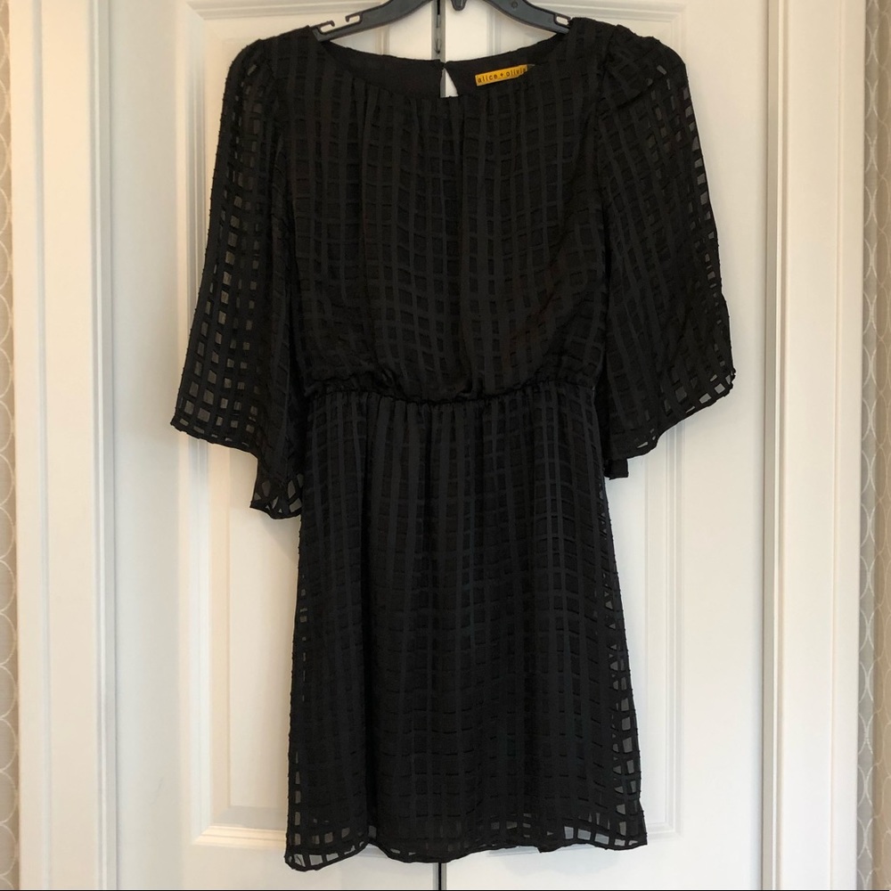 Alice and Olivia black window pane silk dress